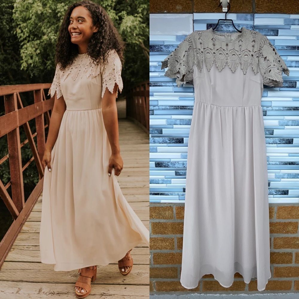 Roolee Gray Fiona Formal Maxi Dress small